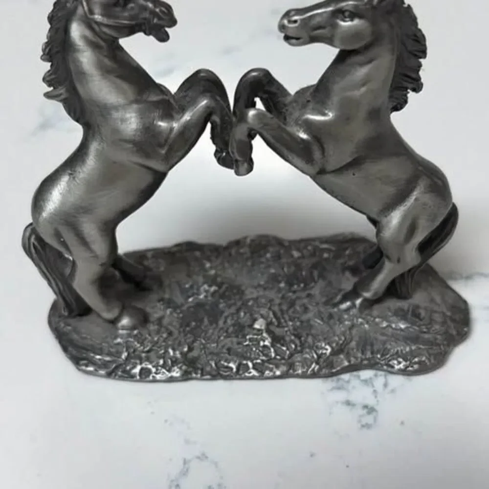Vintage DCE Pewter Rearing Horses Figurine